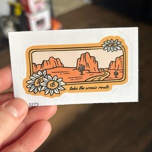 Scenic Route Sticker with Sunflower Design